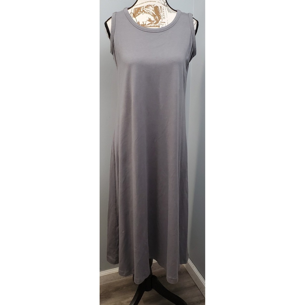 J. Jill Tank Dress Womens Petite Medium Gray Stretch Sleeveless Casual Pullover
